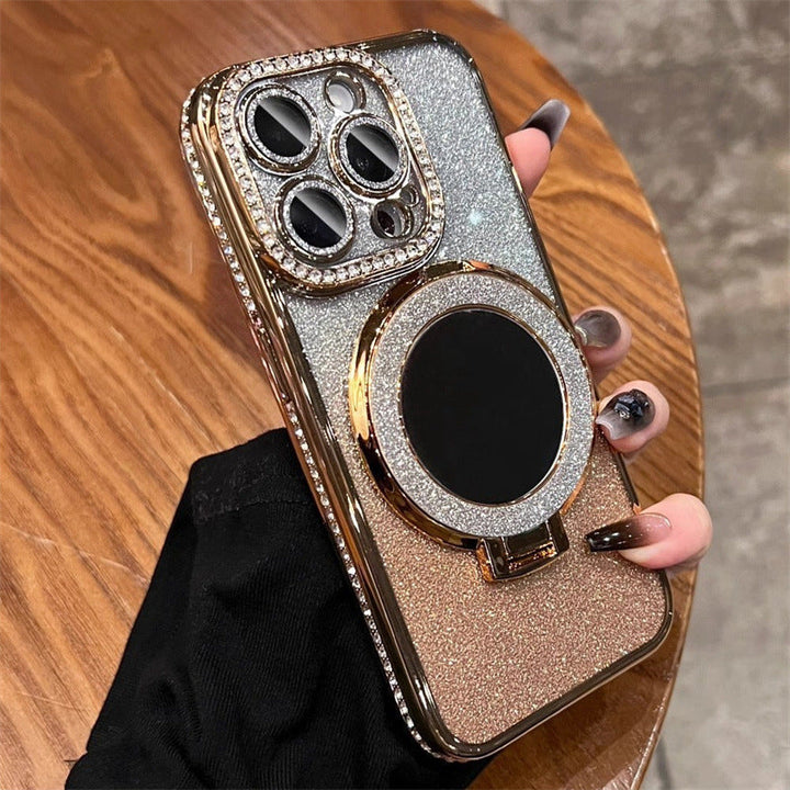 Glitter Phone Case with Mirror and Magnetic Stand-Orizon Depot