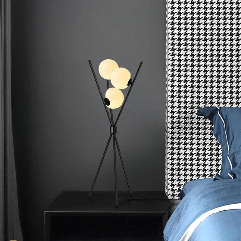 Modern 3D Moon Floor Lamp with Tripod Stand and LED Lighting-Orizon Depot