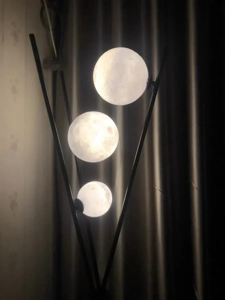 Modern 3D Moon Floor Lamp with Tripod Stand and LED Lighting-Orizon Depot