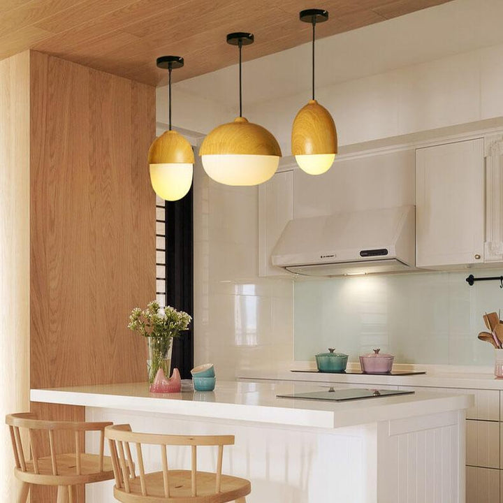 Modern Beige Style Nut 1-Light Globe Pendant Lamp-Orizon Depot