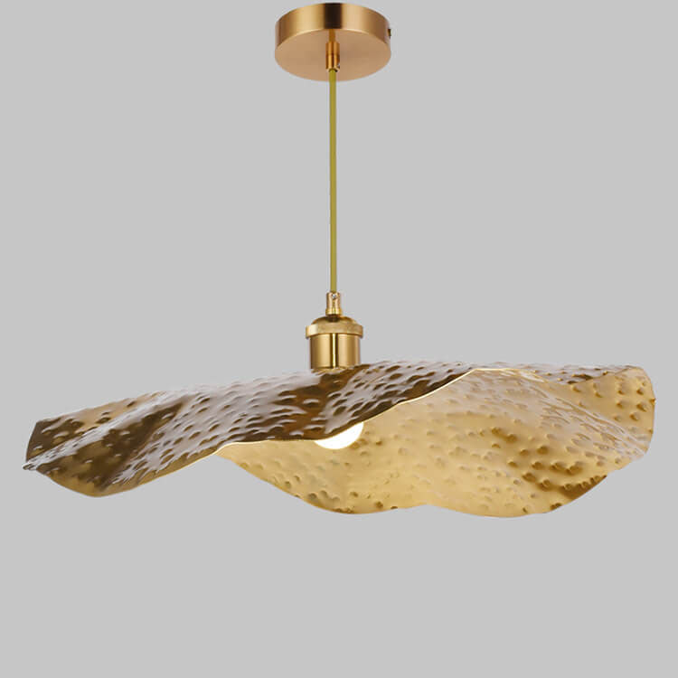 Modern Creative Golden Bronze Color Lotus Leaf Shape 1-Light Hanging Lamp-Orizon Depot