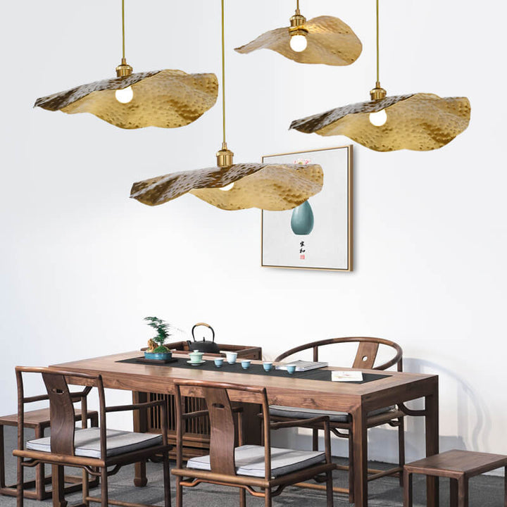 Modern Creative Golden Bronze Color Lotus Leaf Shape 1-Light Hanging Lamp-Orizon Depot