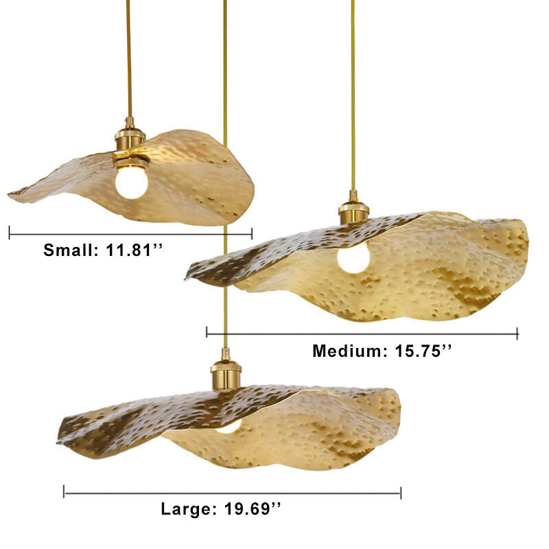 Modern Creative Golden Bronze Color Lotus Leaf Shape 1-Light Hanging Lamp-Orizon Depot