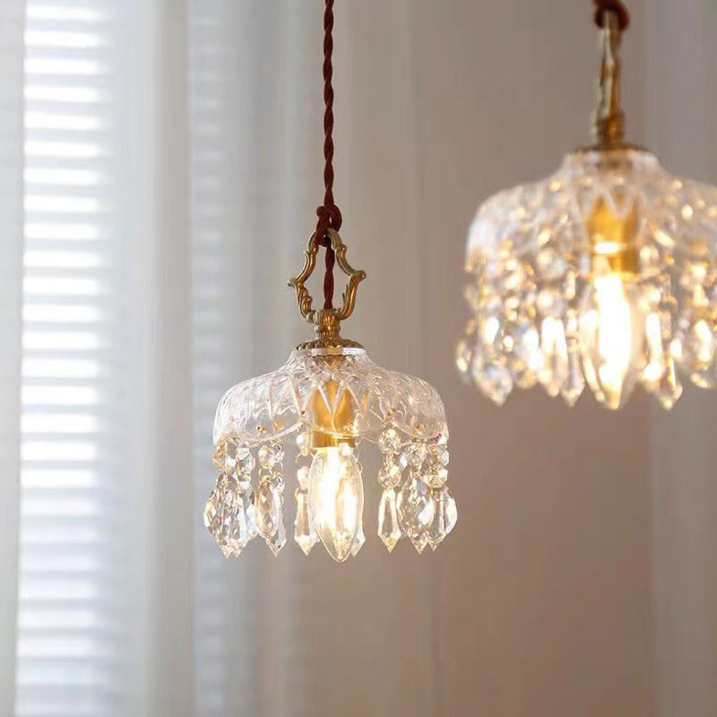 Modern Creative Vintage Decorative Floral Crystal One-Light Pendant Lamp-Orizon Depot