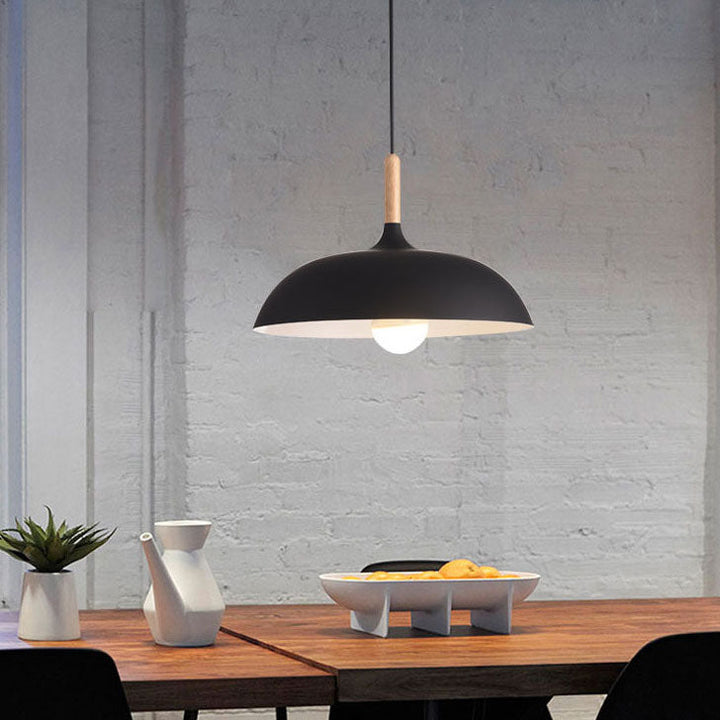 Modern Industrial Wooden Top Pendant Light-Orizon Depot