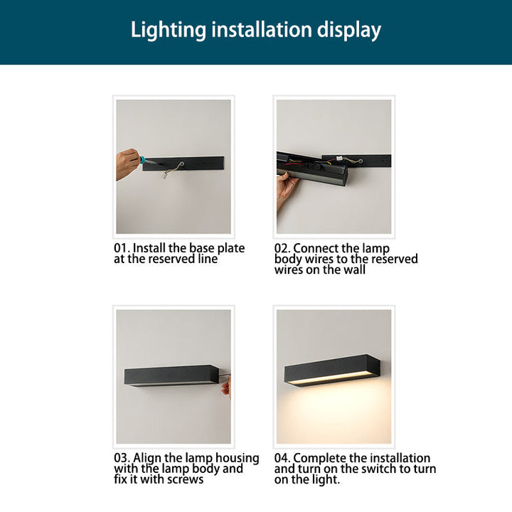 Modern Minimalist Rectangular Bar Aluminum LED Waterproof Wall Sconce Lamp for Garden-Orizon Depot