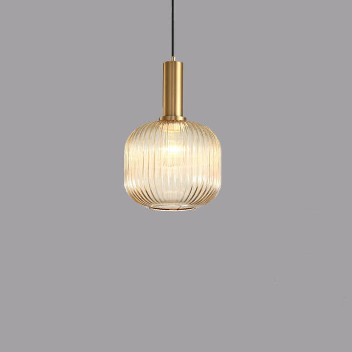 Modern Minimalist Striped Glass Lantern 1-Light Hanging Lamp-Orizon Depot