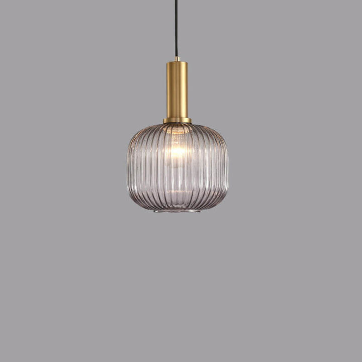 Modern Minimalist Striped Glass Lantern 1-Light Hanging Lamp-Orizon Depot