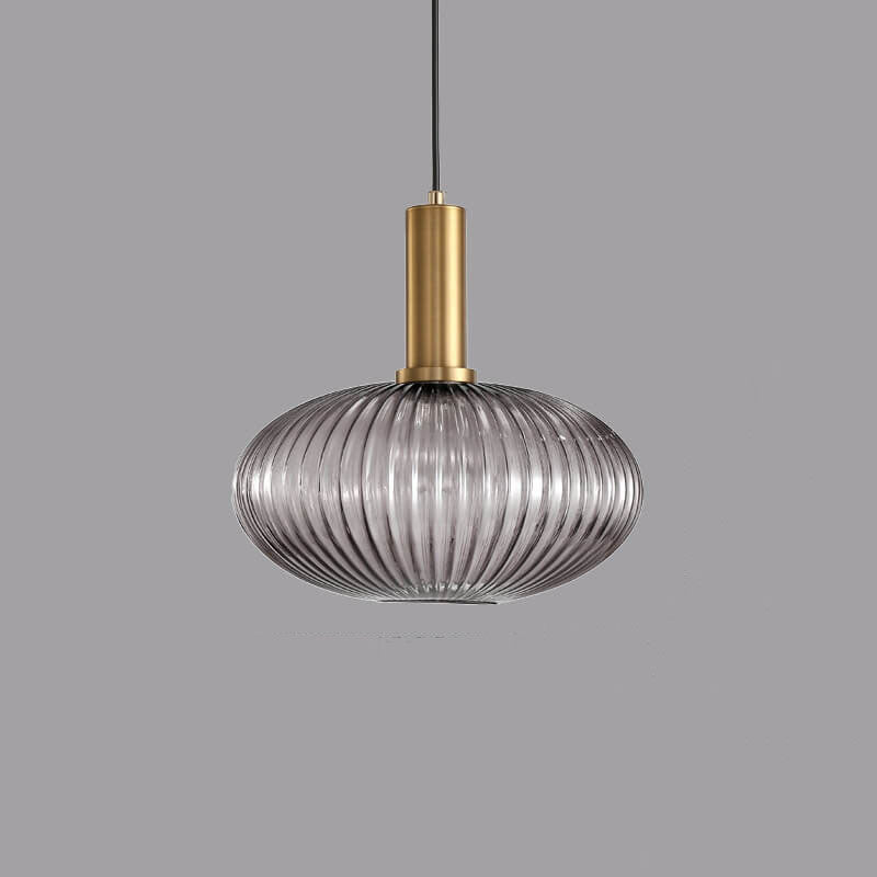 Modern Minimalist Striped Glass Lantern 1-Light Hanging Lamp-Orizon Depot