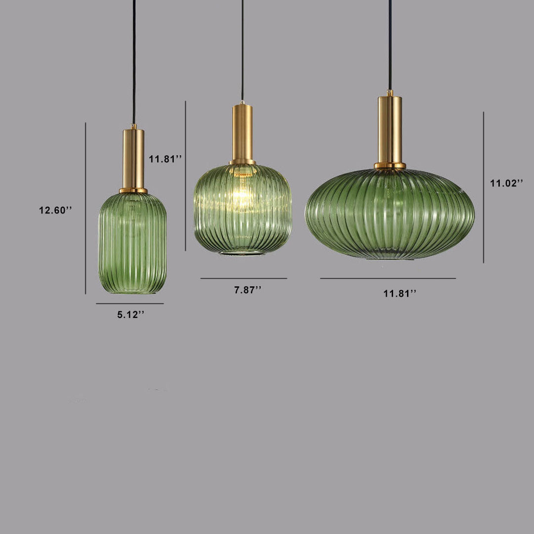 Modern Minimalist Striped Glass Lantern 1-Light Hanging Lamp-Orizon Depot