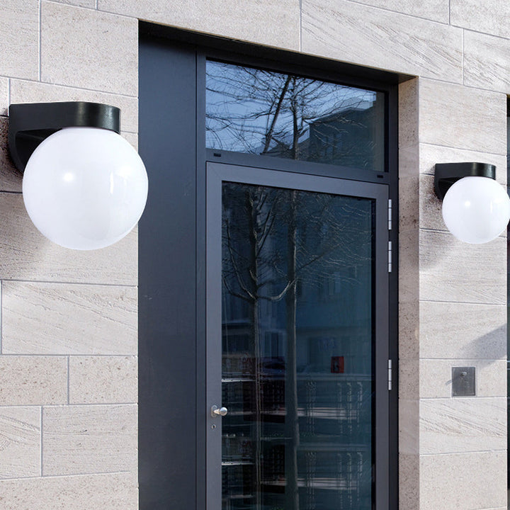 Modern Minimalist Waterproof Orb Wall Sconce – Polycarbonate Acrylic Outdoor Patio Light-Orizon Depot