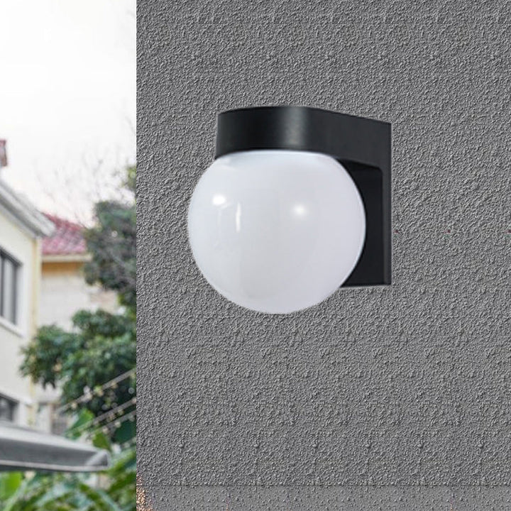 Modern Minimalist Waterproof Orb Wall Sconce – Polycarbonate Acrylic Outdoor Patio Light-Orizon Depot