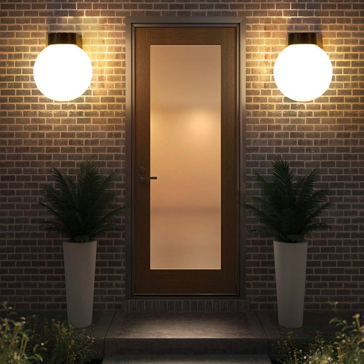 Modern Minimalist Waterproof Orb Wall Sconce – Polycarbonate Acrylic Outdoor Patio Light-Orizon Depot
