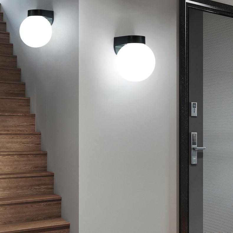 Modern Minimalist Waterproof Orb Wall Sconce – Polycarbonate Acrylic Outdoor Patio Light-Orizon Depot
