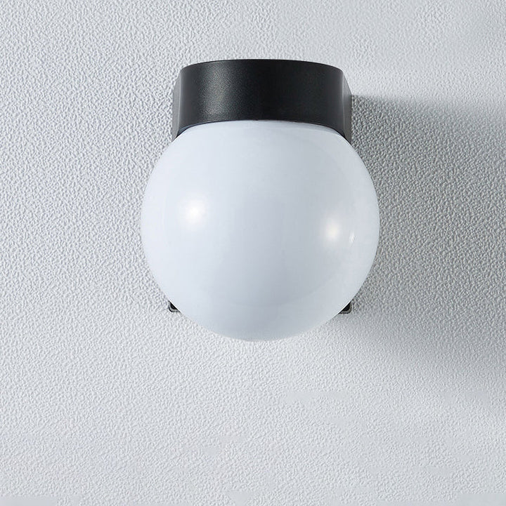 Modern Minimalist Waterproof Orb Wall Sconce – Polycarbonate Acrylic Outdoor Patio Light-Orizon Depot