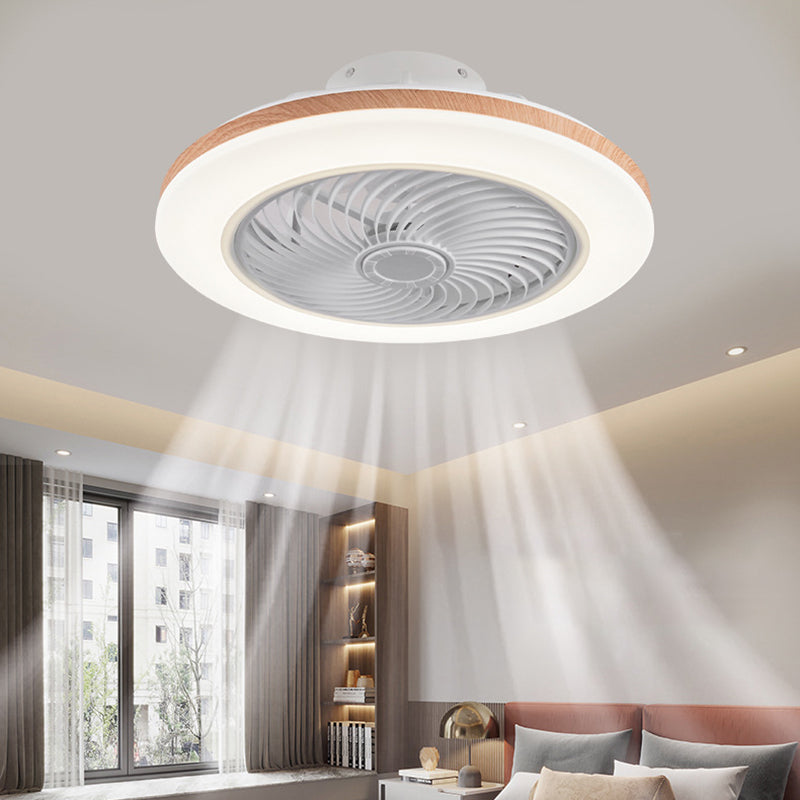 Modern Minimalist Wooden Geometric LED Semi-Flush Mount Ceiling Fan Light For Living Room-Orizon Depot