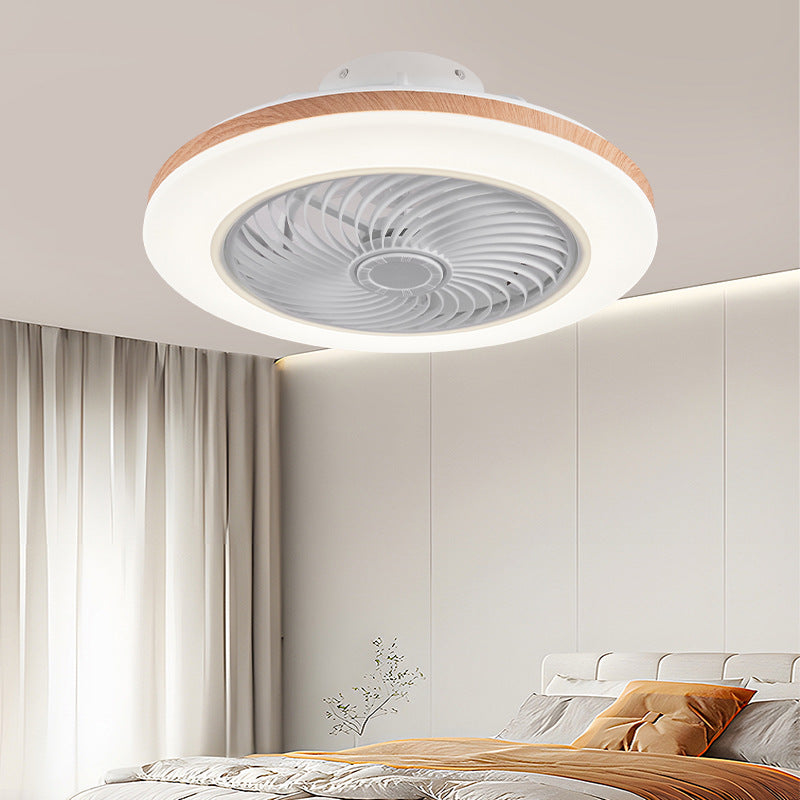 Modern Minimalist Wooden Geometric LED Semi-Flush Mount Ceiling Fan Light For Living Room-Orizon Depot