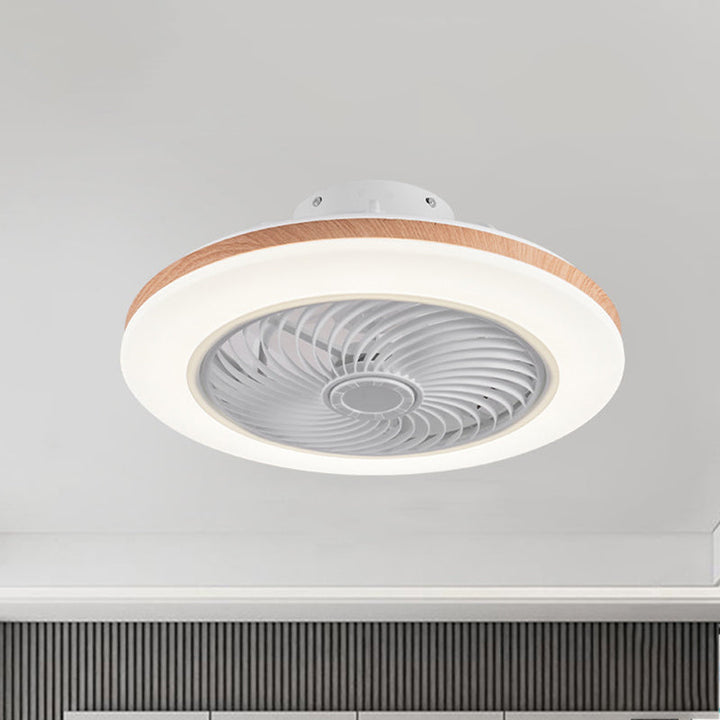 Modern Minimalist Wooden Geometric LED Semi-Flush Mount Ceiling Fan Light For Living Room-Orizon Depot