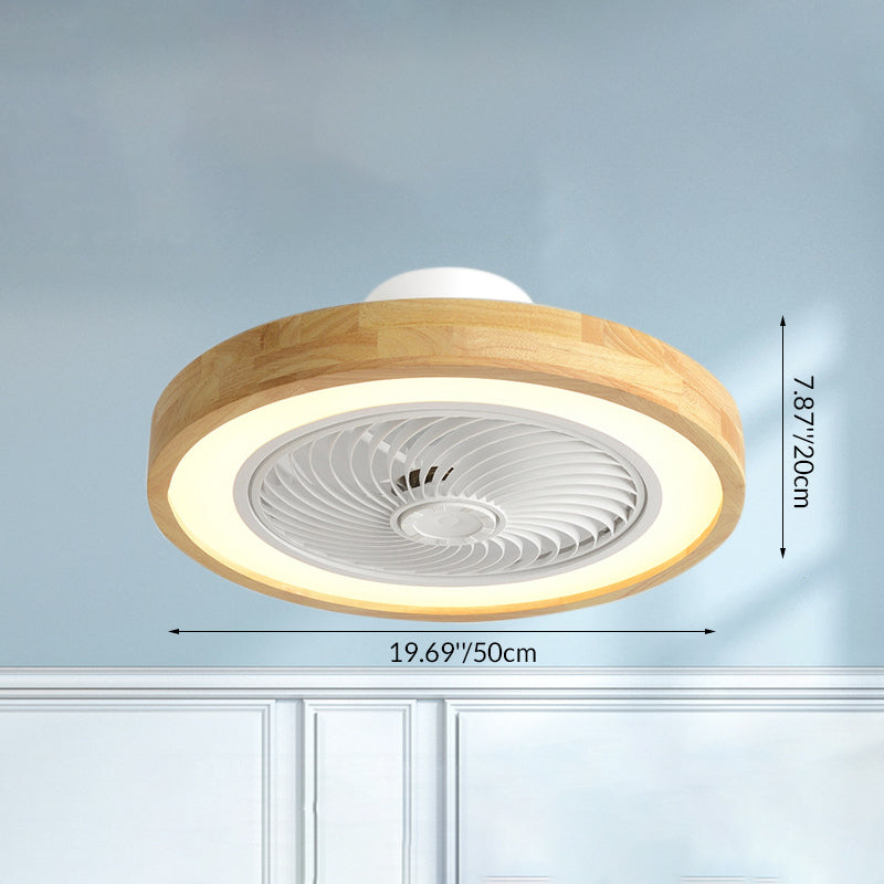 Modern Minimalist Wooden Geometric LED Semi-Flush Mount Ceiling Fan Light For Living Room-Orizon Depot