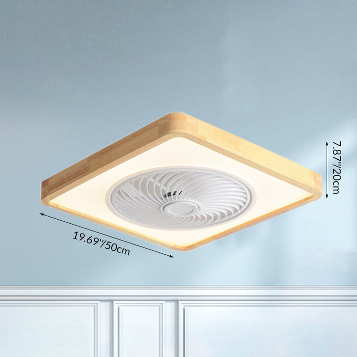 Modern Minimalist Wooden Geometric LED Semi-Flush Mount Ceiling Fan Light For Living Room-Orizon Depot