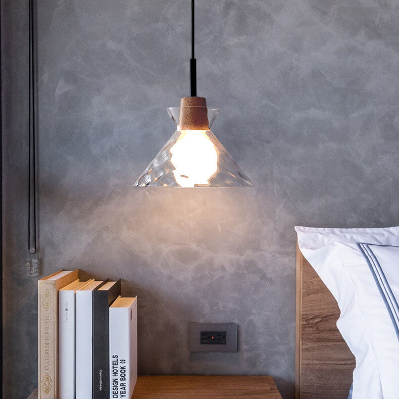 Modern Nordic Clear Rippled Glass Shaded 1-Lamp Pendant Light-Orizon Depot