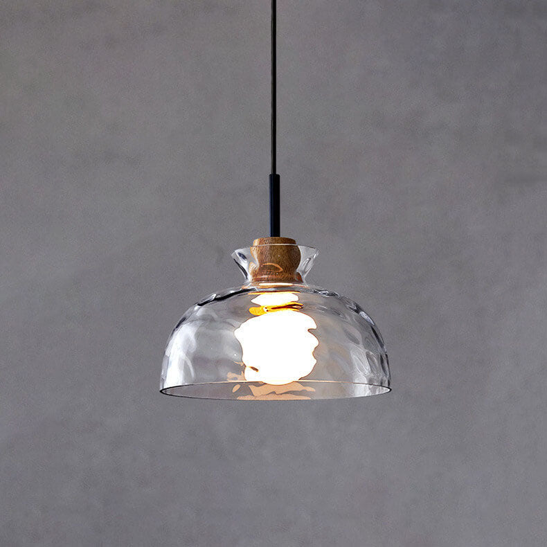 Modern Nordic Clear Rippled Glass Shaded 1-Lamp Pendant Light-Orizon Depot