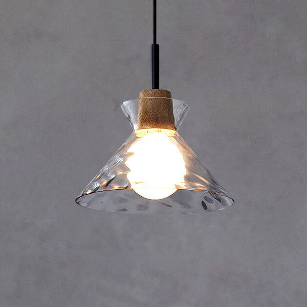Modern Nordic Clear Rippled Glass Shaded 1-Lamp Pendant Light-Orizon Depot