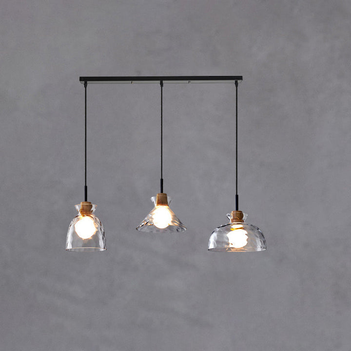 Modern Nordic Clear Rippled Glass Shaded 1-Lamp Pendant Light-Orizon Depot