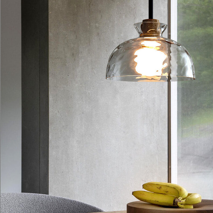 Modern Nordic Clear Rippled Glass Shaded 1-Lamp Pendant Light-Orizon Depot