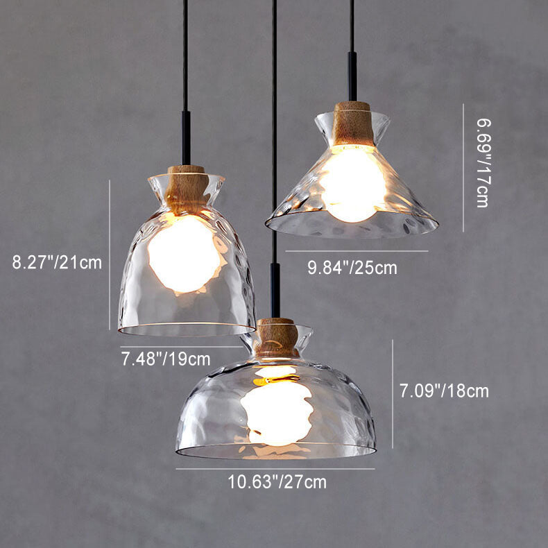 Modern Nordic Clear Rippled Glass Shaded 1-Lamp Pendant Light-Orizon Depot