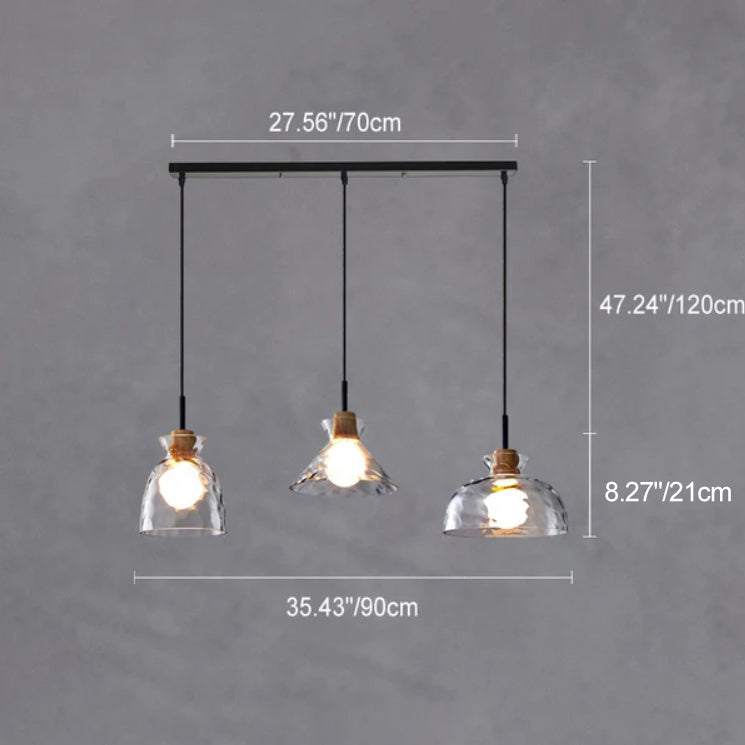 Modern Nordic Clear Rippled Glass Shaded 1-Lamp Pendant Light-Orizon Depot