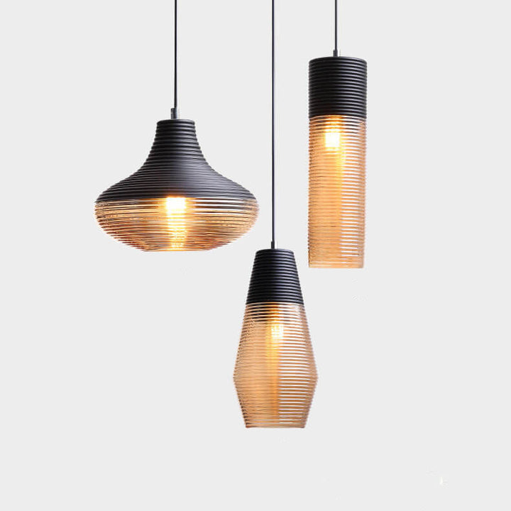 Modern Ribbed Glass 1 -Light Pendant Lamp-Orizon Depot