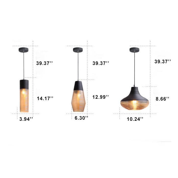 Modern Ribbed Glass 1 -Light Pendant Lamp-Orizon Depot