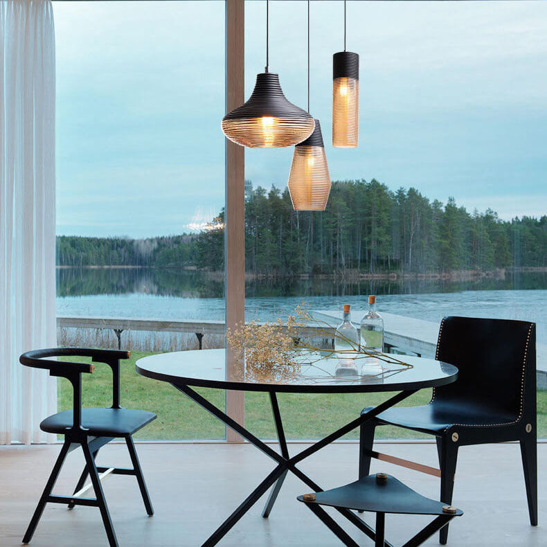 Modern Ribbed Glass 1 -Light Pendant Lamp-Orizon Depot