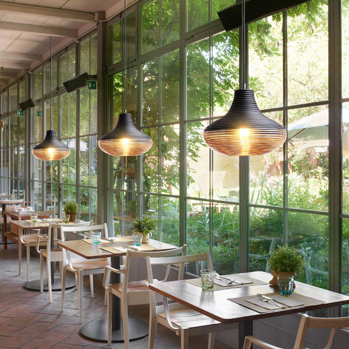 Modern Ribbed Glass 1 -Light Pendant Lamp-Orizon Depot