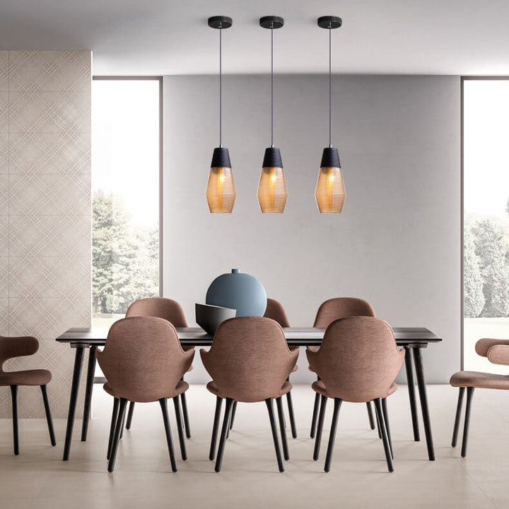 Modern Ribbed Glass 1 -Light Pendant Lamp-Orizon Depot