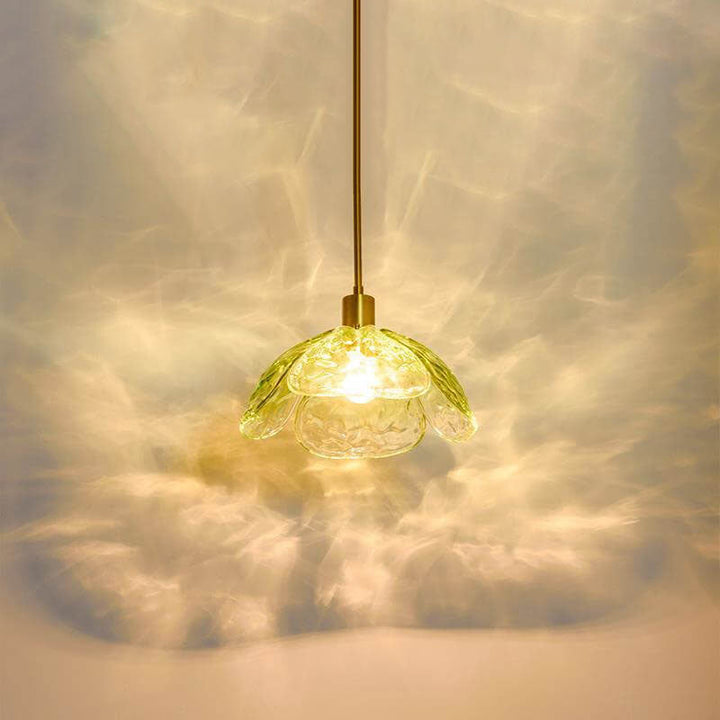 Modern Simplistic Flower-shaped Petal Iron Glass 1-Light Pendant Lamp For Living Room-Orizon Depot