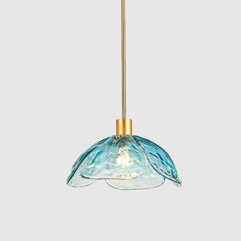 Modern Simplistic Flower-shaped Petal Iron Glass 1-Light Pendant Lamp For Living Room-Orizon Depot