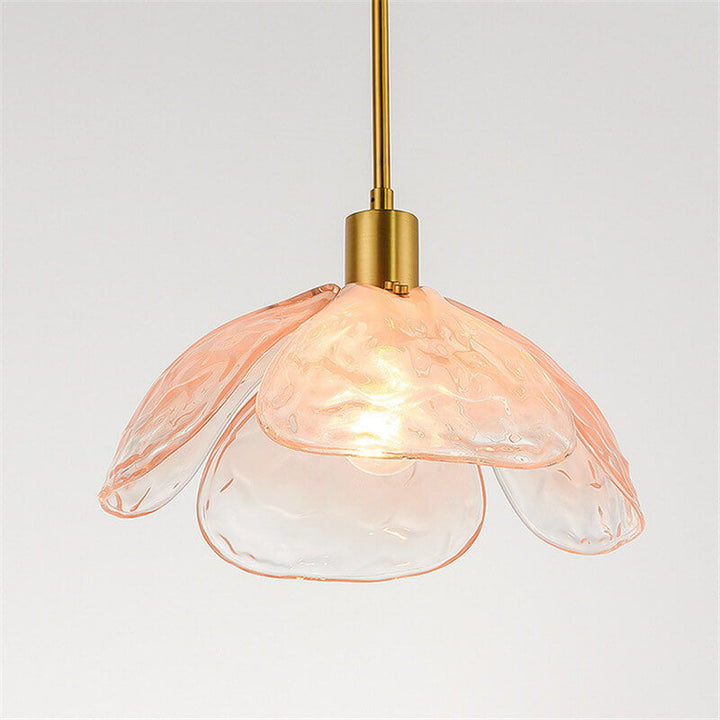 Modern Simplistic Flower-shaped Petal Iron Glass 1-Light Pendant Lamp For Living Room-Orizon Depot