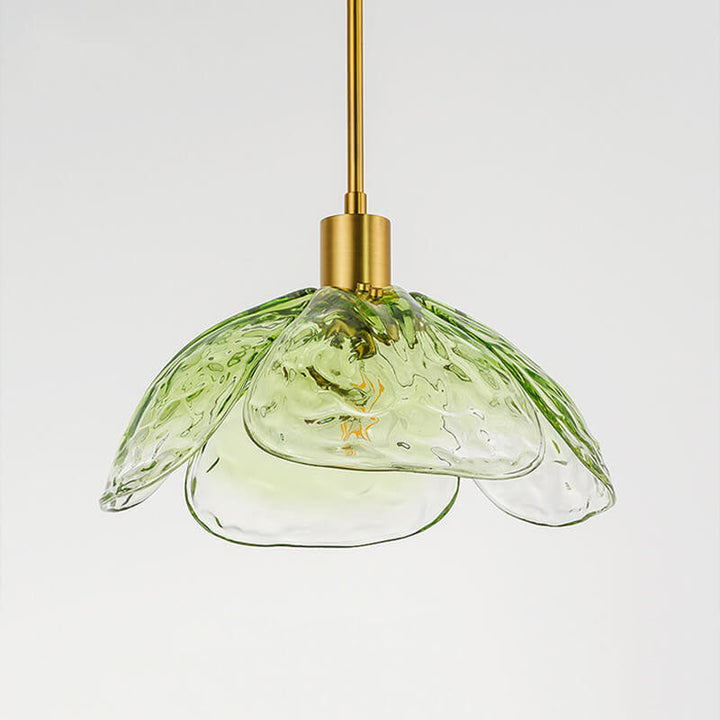 Modern Simplistic Flower-shaped Petal Iron Glass 1-Light Pendant Lamp For Living Room-Orizon Depot