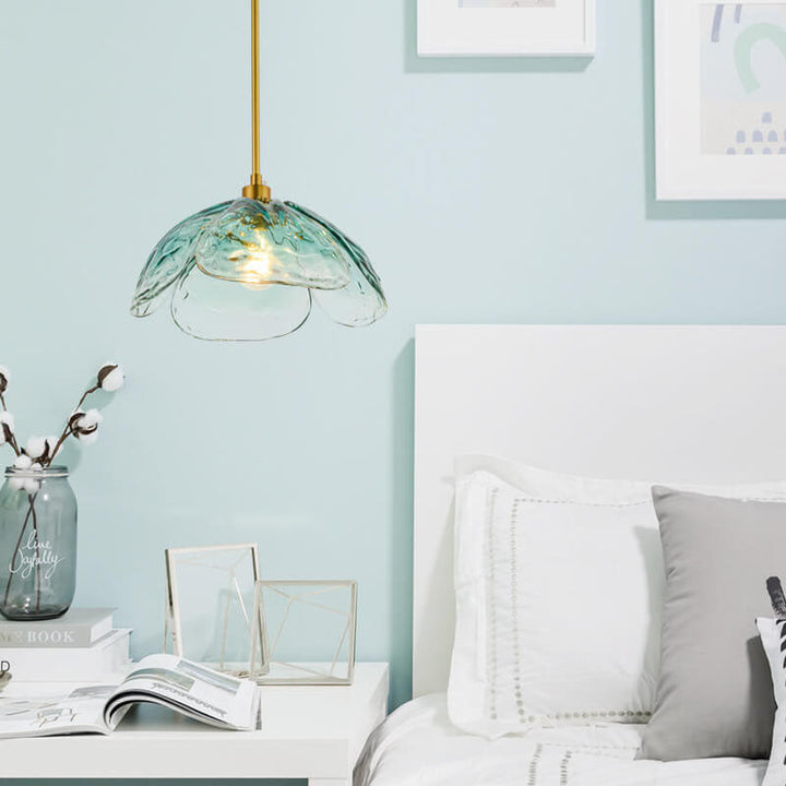 Modern Simplistic Flower-shaped Petal Iron Glass 1-Light Pendant Lamp For Living Room-Orizon Depot