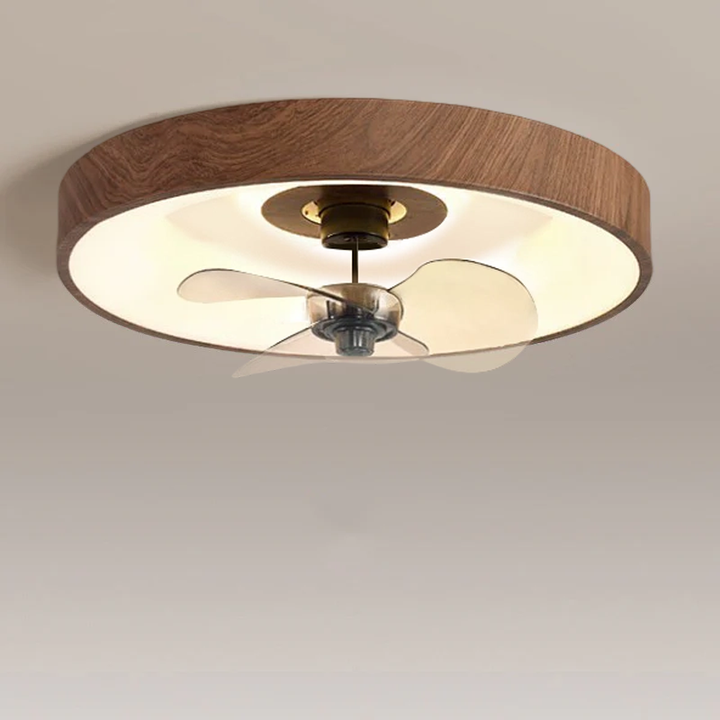 Modern Simplistic Round Iron Copper Acrylic LED Flush Mount Ceiling Fan Light For Bedroom-Orizon Depot