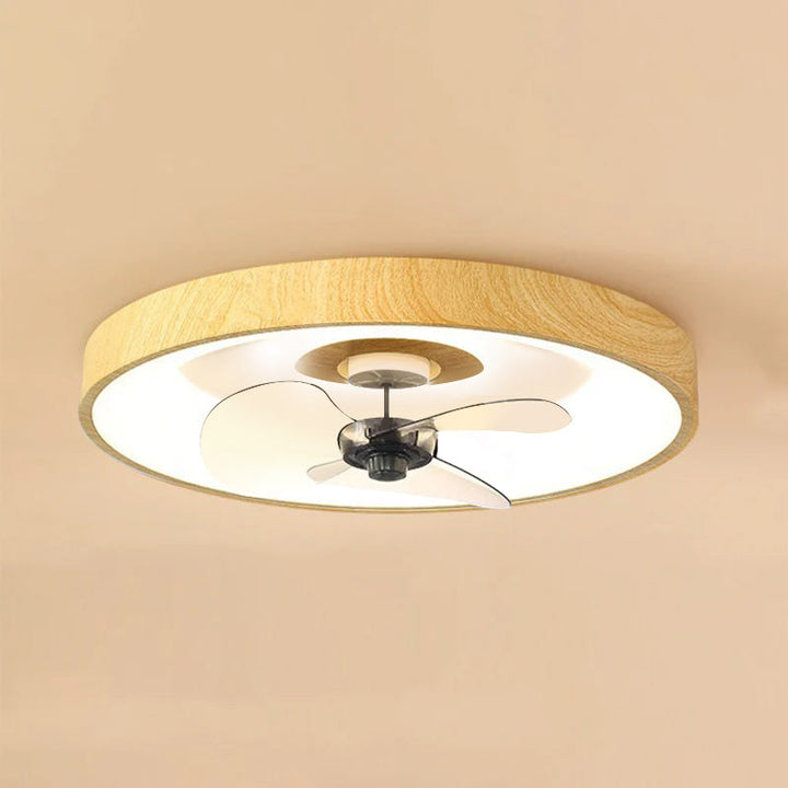 Modern Simplistic Round Iron Copper Acrylic LED Flush Mount Ceiling Fan Light For Bedroom-Orizon Depot