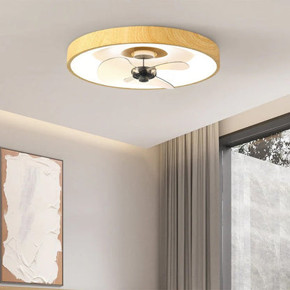 Modern Simplistic Round Iron Copper Acrylic LED Flush Mount Ceiling Fan Light For Bedroom-Orizon Depot