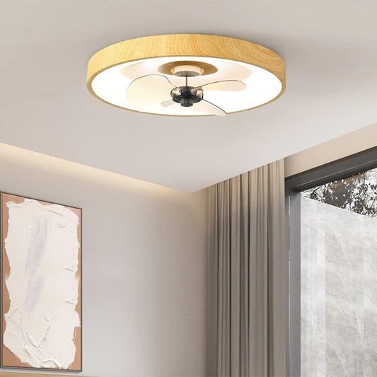 Modern Simplistic Round Iron Copper Acrylic LED Flush Mount Ceiling Fan Light For Bedroom-Orizon Depot