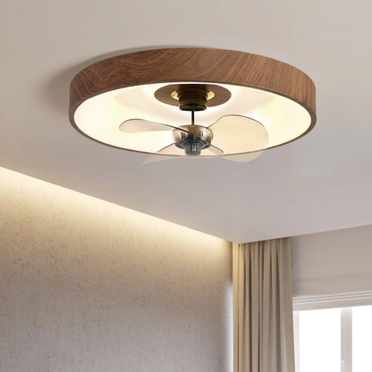 Modern Simplistic Round Iron Copper Acrylic LED Flush Mount Ceiling Fan Light For Bedroom-Orizon Depot
