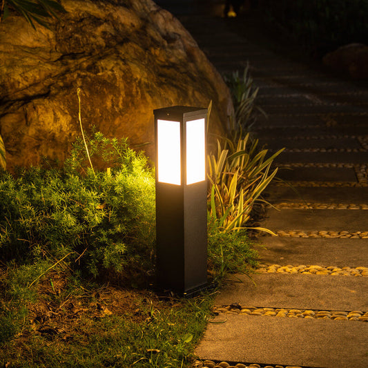 Modern Solar Square Column Outdoor Waterproof Lawn Path Lamp-Orizon Depot