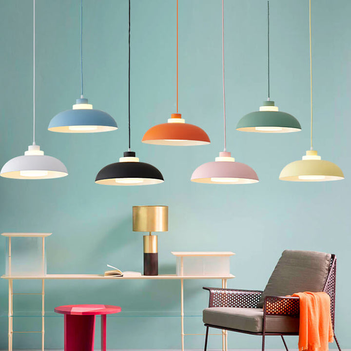 Modern Solid Color Macaron Acrylic Style Aluminum 1-Light Pendant Lamp-Orizon Depot