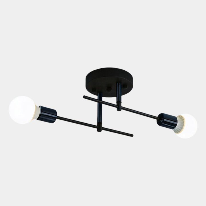 Contemporary 2-Light Ceiling Fixture | Black and Gold Flush Mount Light