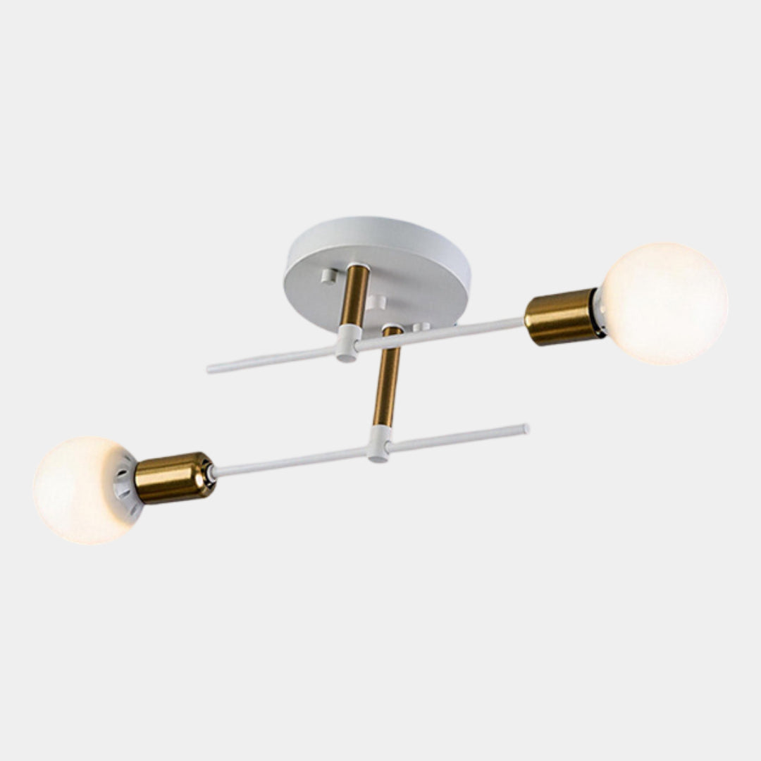 Contemporary 2-Light Ceiling Fixture | Black and Gold Flush Mount Light